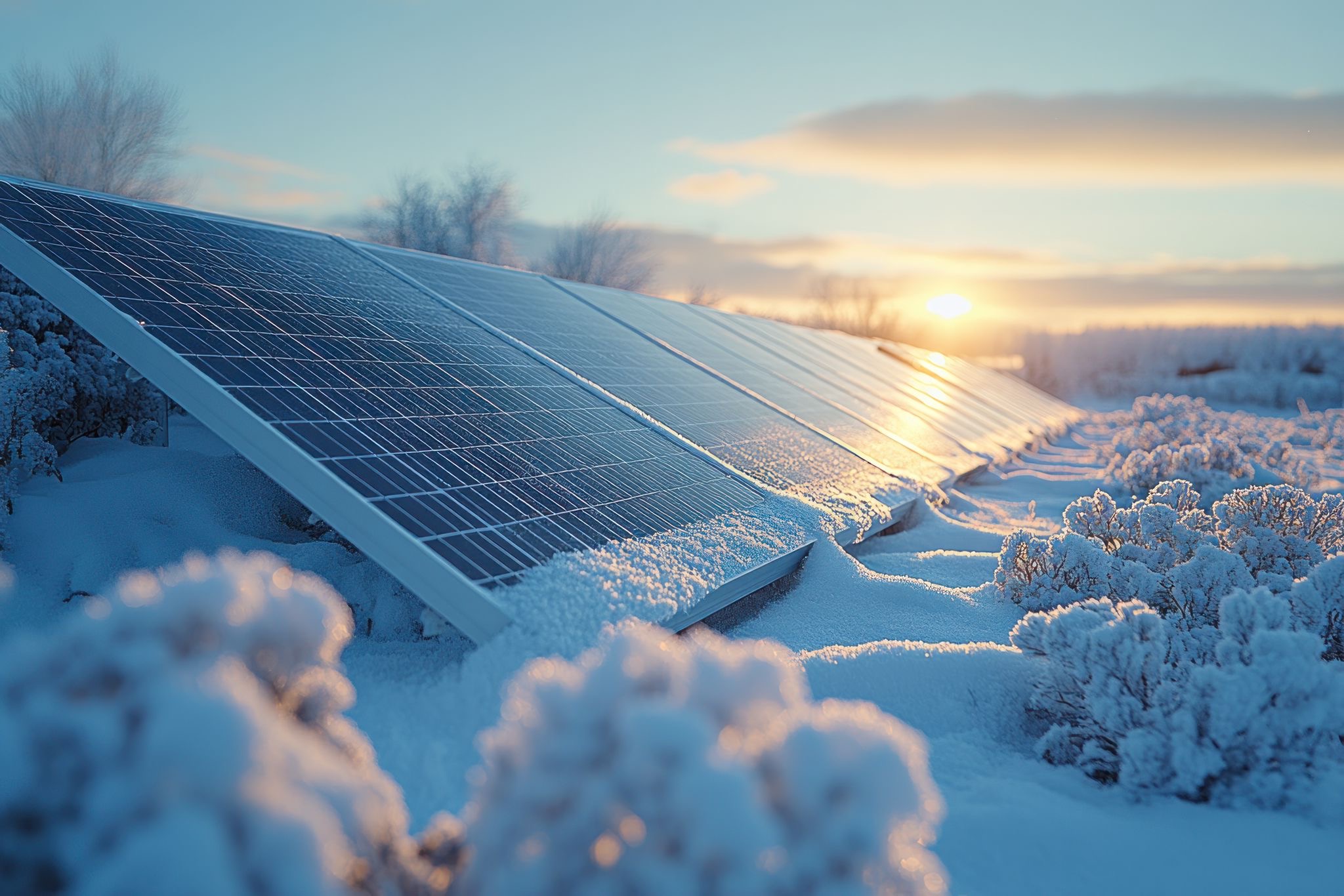 Panneaux solaires sous la neige